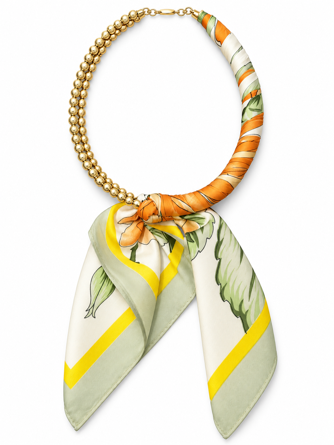 Gold Beaded Scarf Necklace☀️