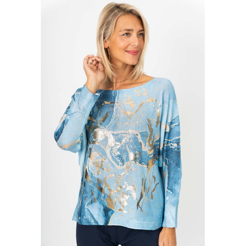 One Size Italian PRINTED AND GOLD DETAIL top