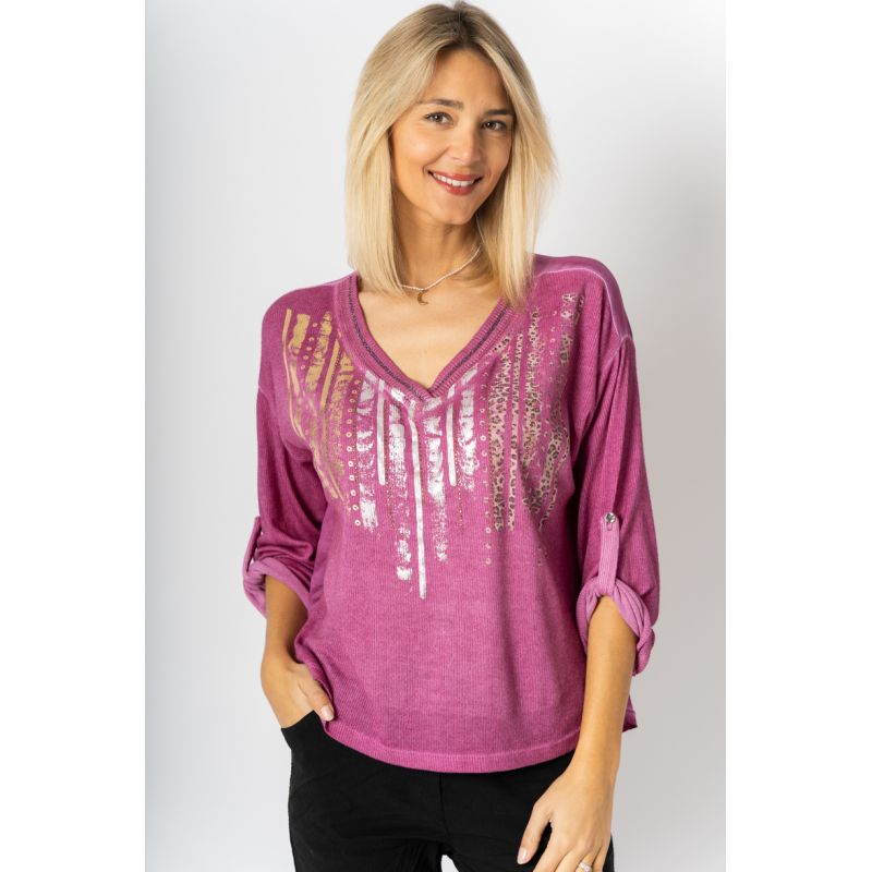 One size Italian Vneck Cheetah top