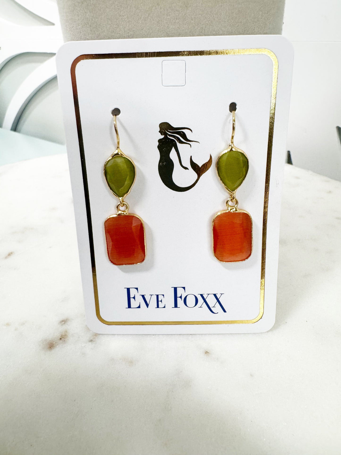 Gold plated 2 stone drop earrings