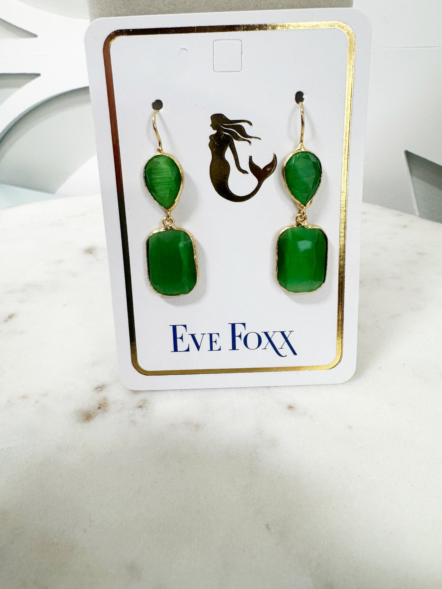 Gold plated 2 stone drop earrings