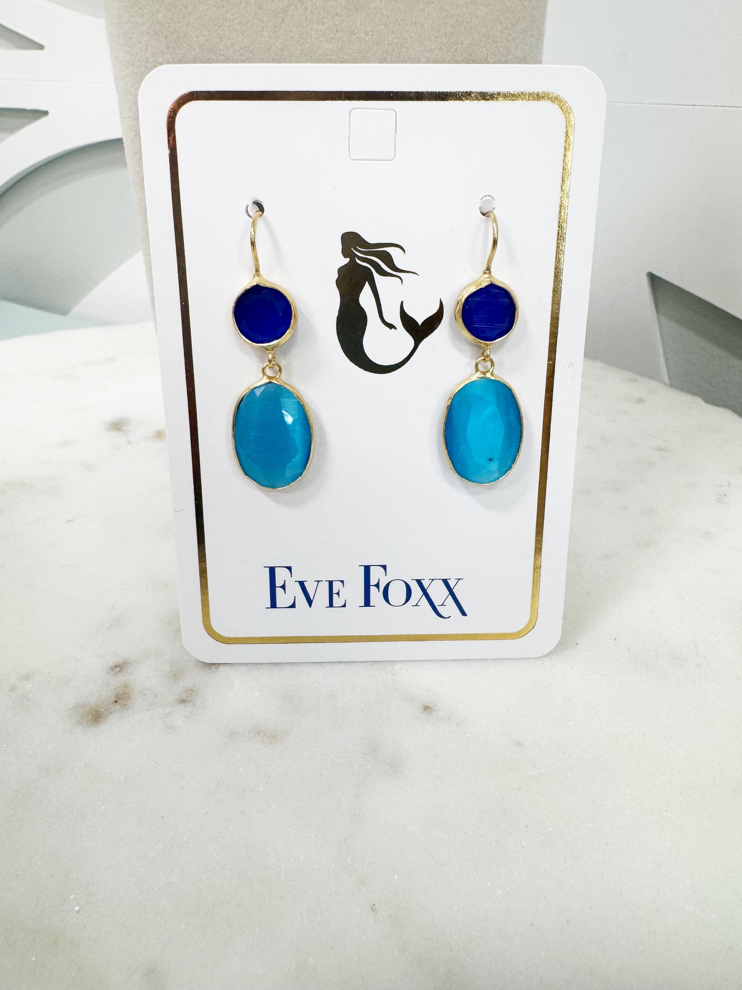 Gold plated 2 stone drop earrings