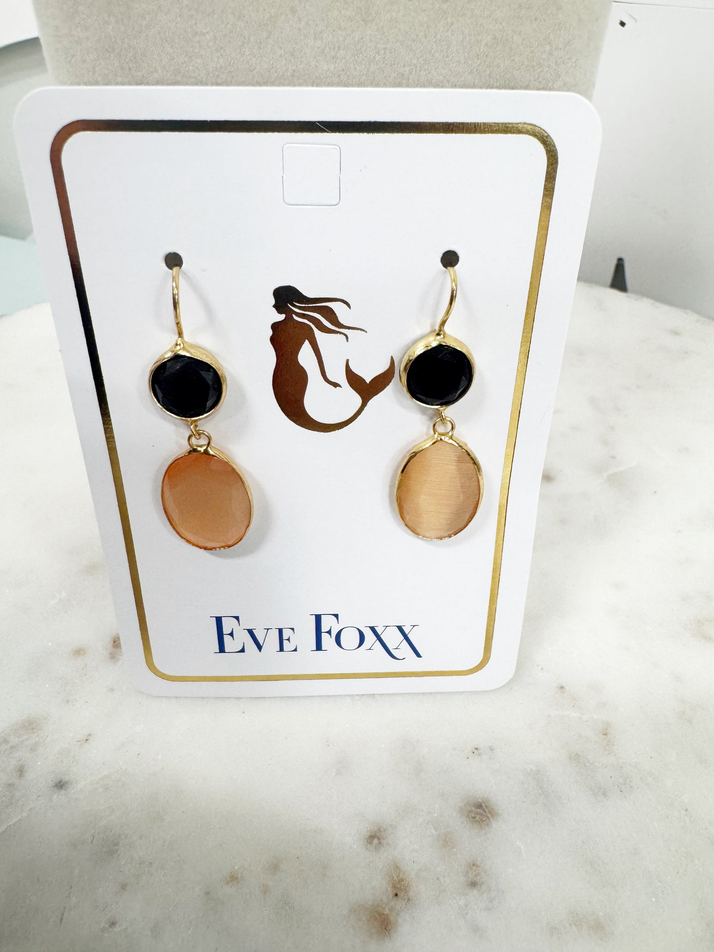 Gold plated 2 stone drop earrings