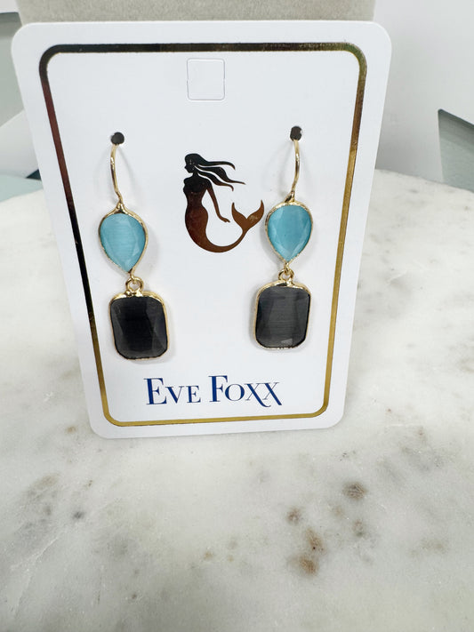 Gold plated 2 stone drop earrings