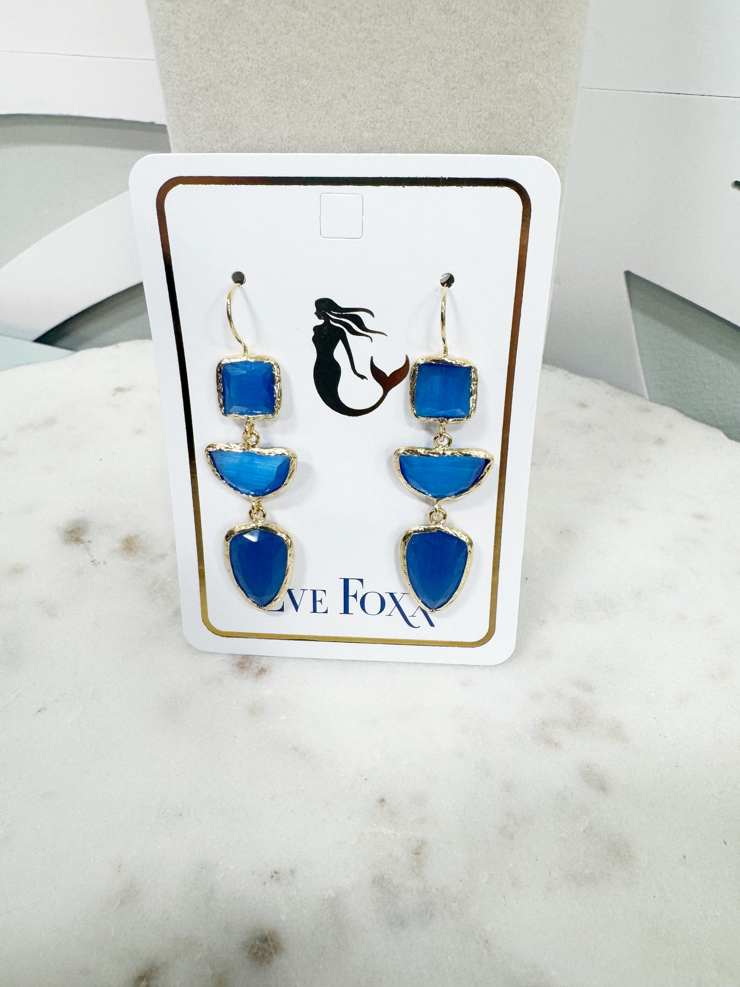 Gold plated 3 stone drop earrings