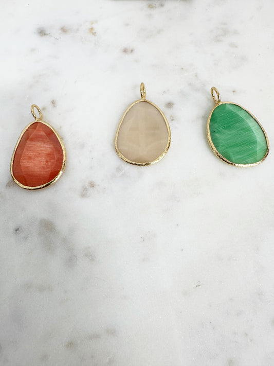 Gold plated stone pendant necklaces