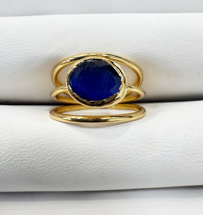 Gold plated adjustable stone ring