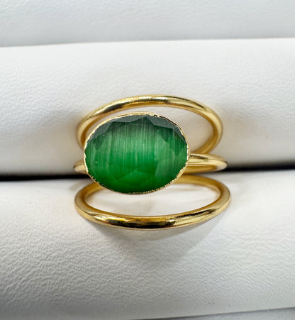 Gold plated adjustable stone ring