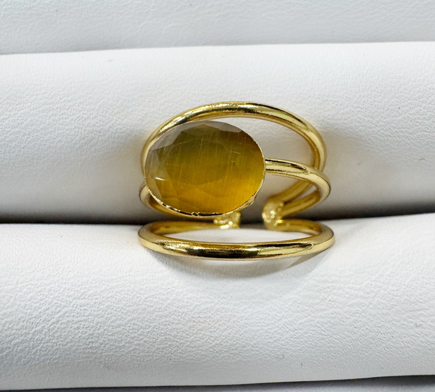Gold plated adjustable stone ring