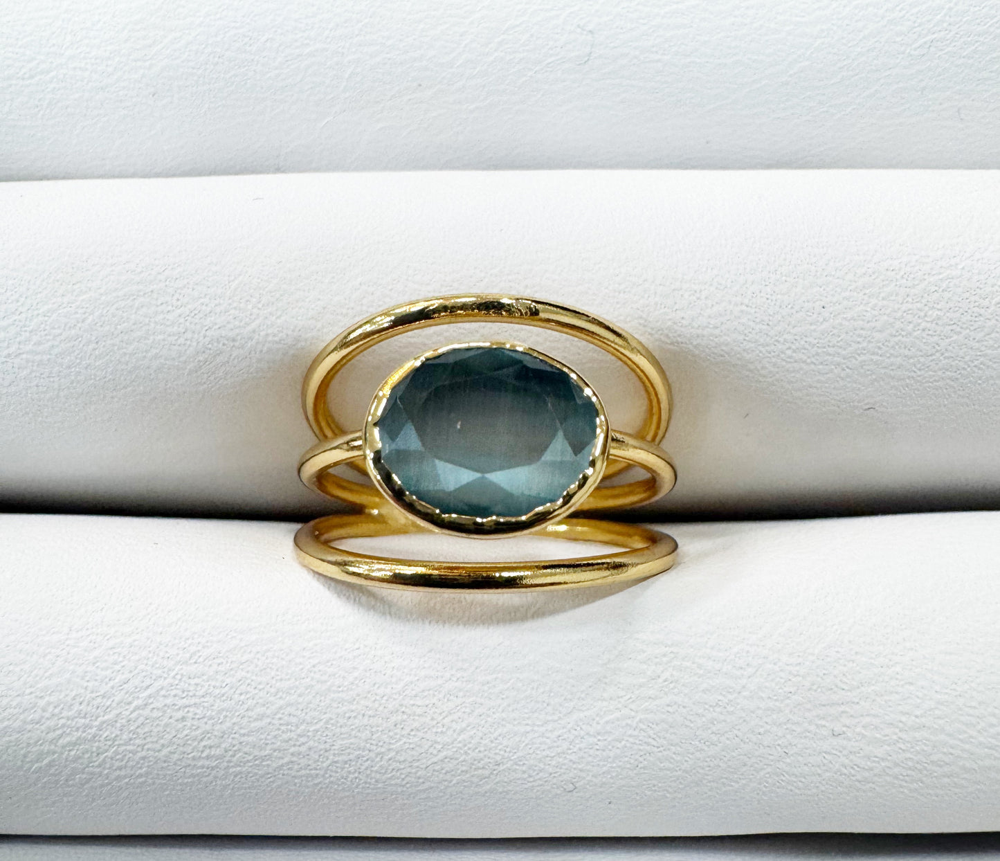 Gold plated adjustable stone ring