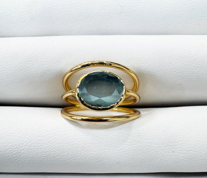 Gold plated adjustable stone ring