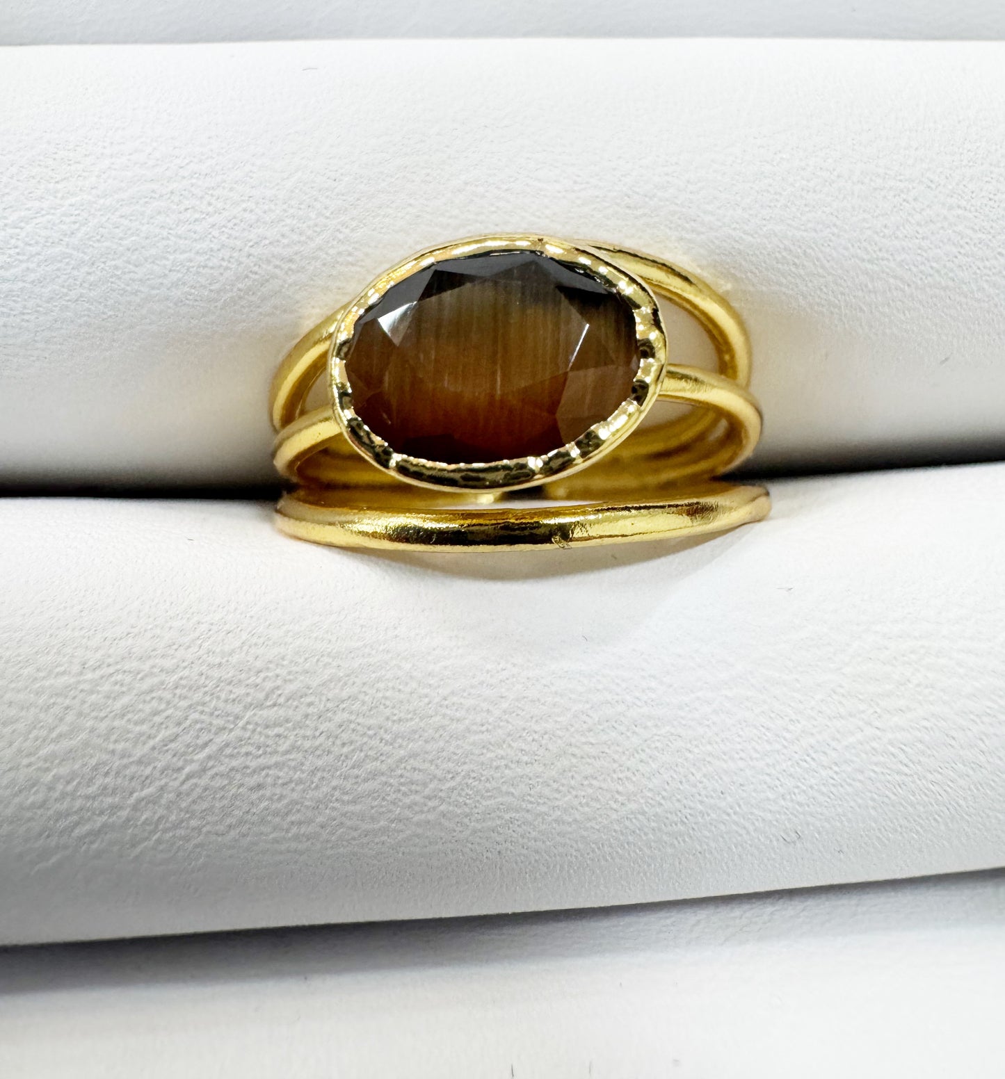 Gold plated adjustable stone ring