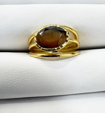Gold plated adjustable stone ring