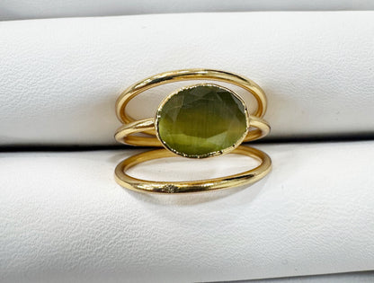 Gold plated adjustable stone ring