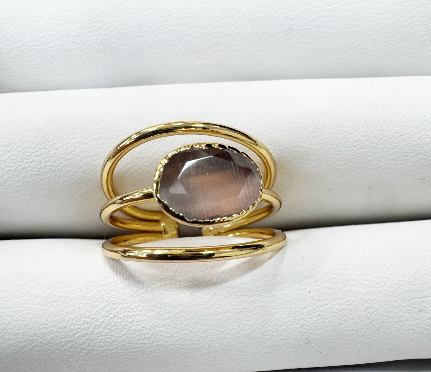 Gold plated adjustable stone ring