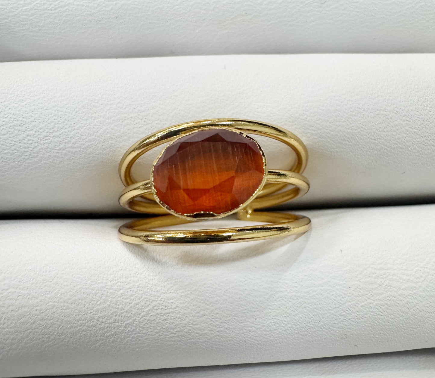 Gold plated adjustable stone ring
