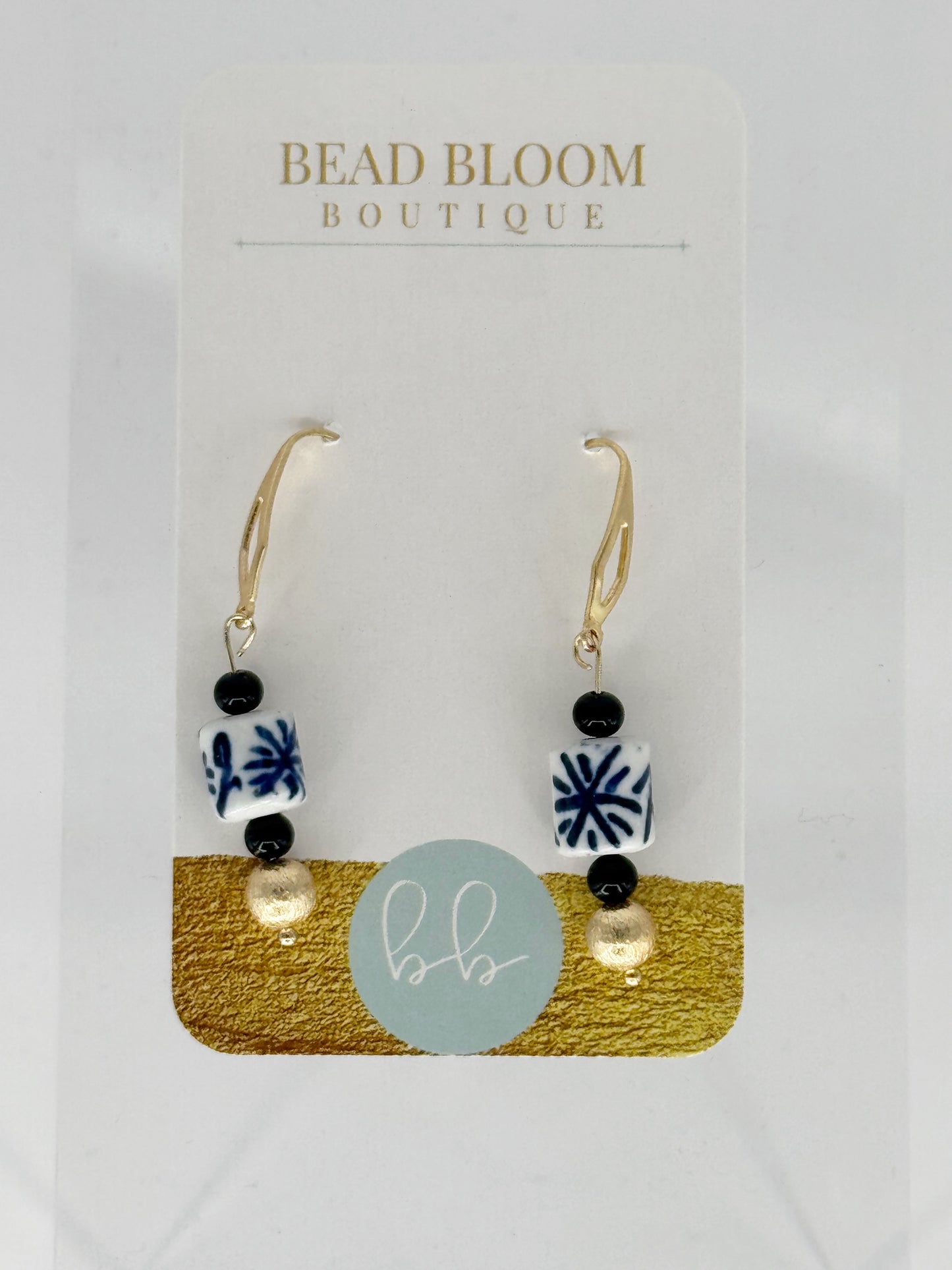 Hand painted Porcelin bead earrings drop 2