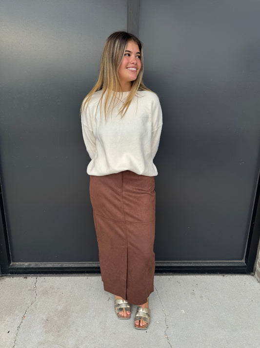Suede Espresso Fall Skirt