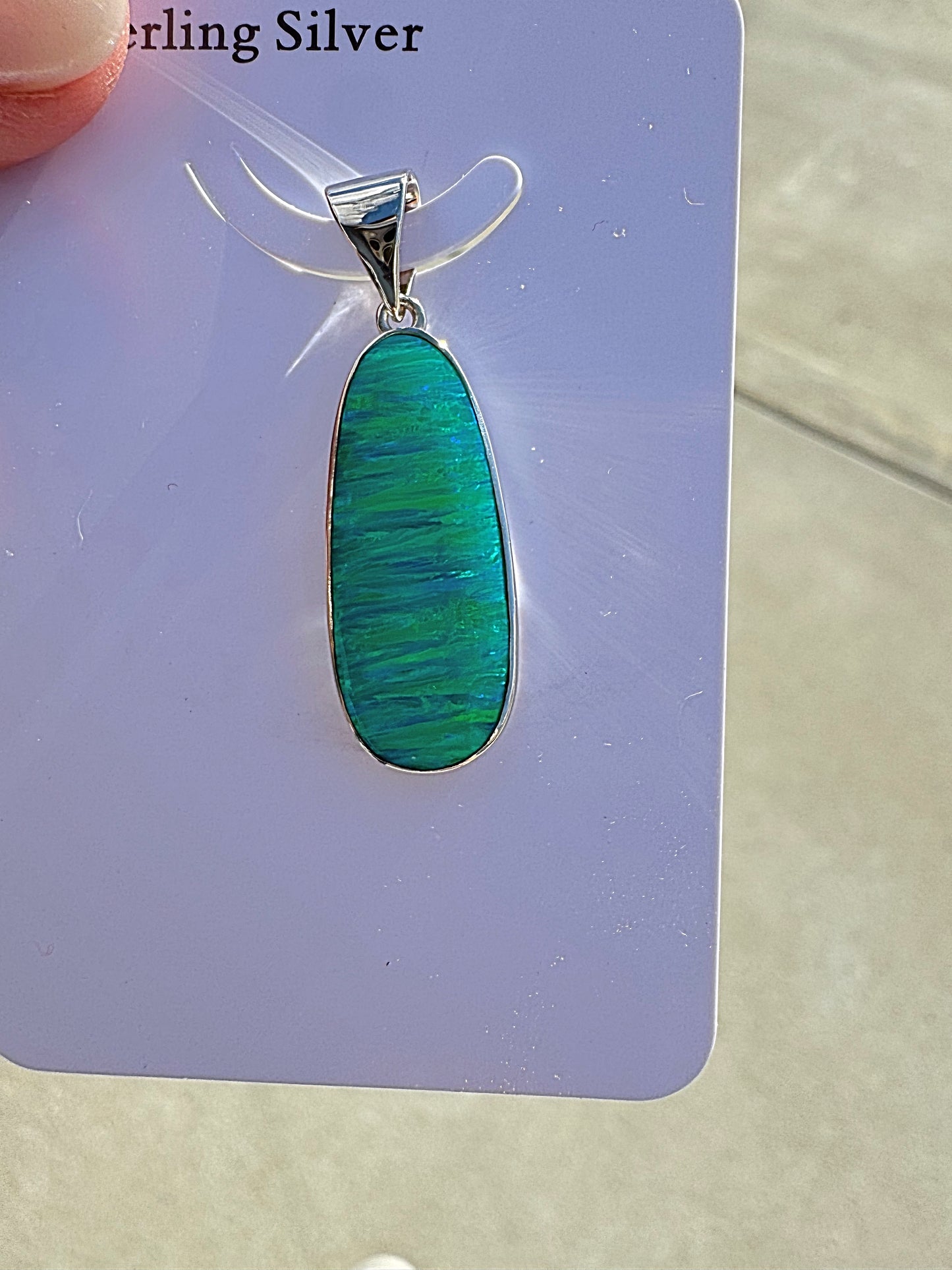Medium oval lab opal pendant necklace