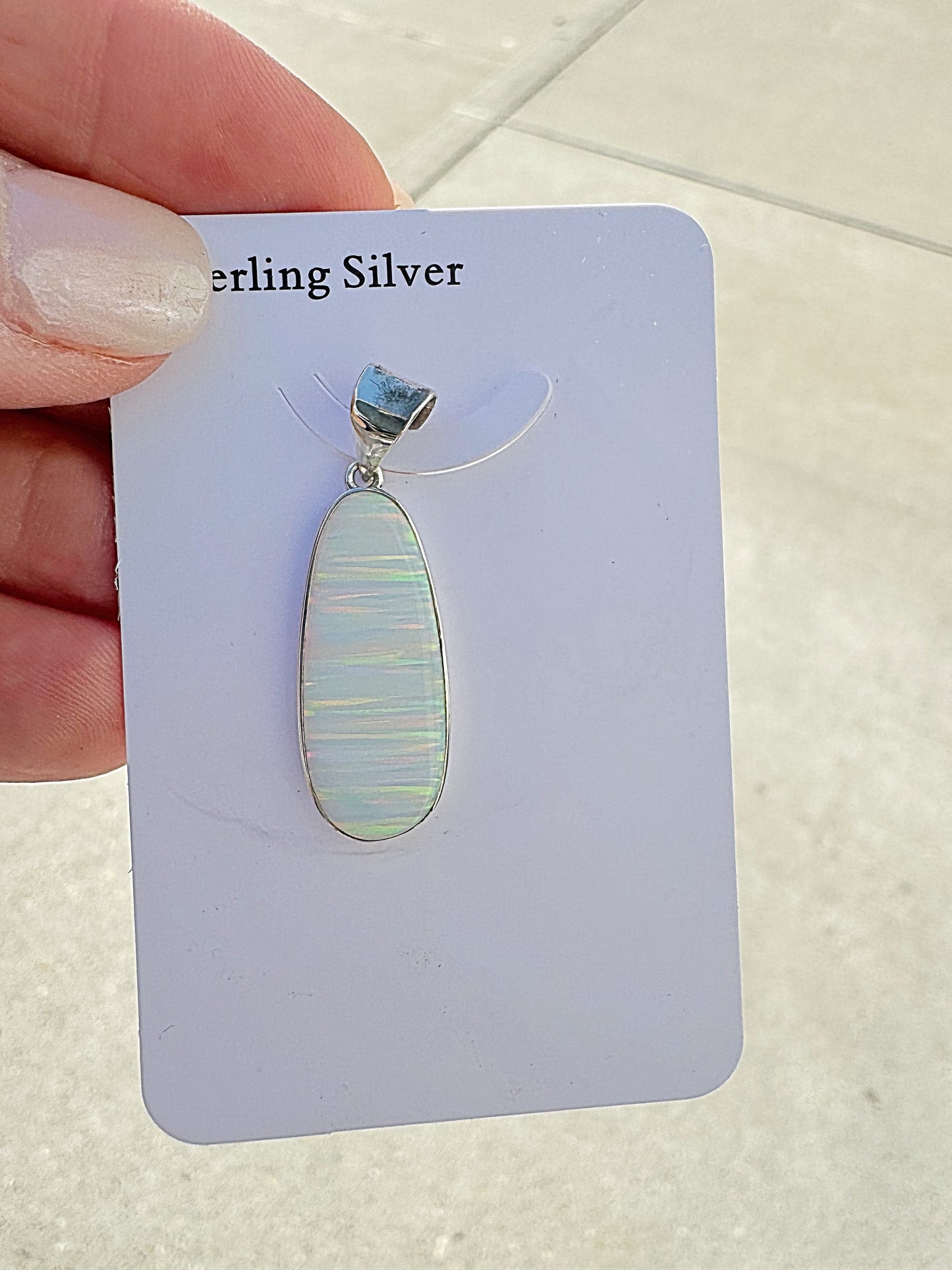 Medium oval lab opal pendant necklace