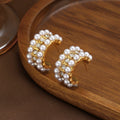 Pearl&Crystal C Hoop Earrings!