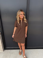 Ezra Textured Zipper Dress!