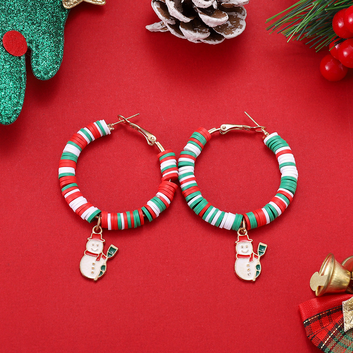 Christmas Soft Clay Hoop Earrings