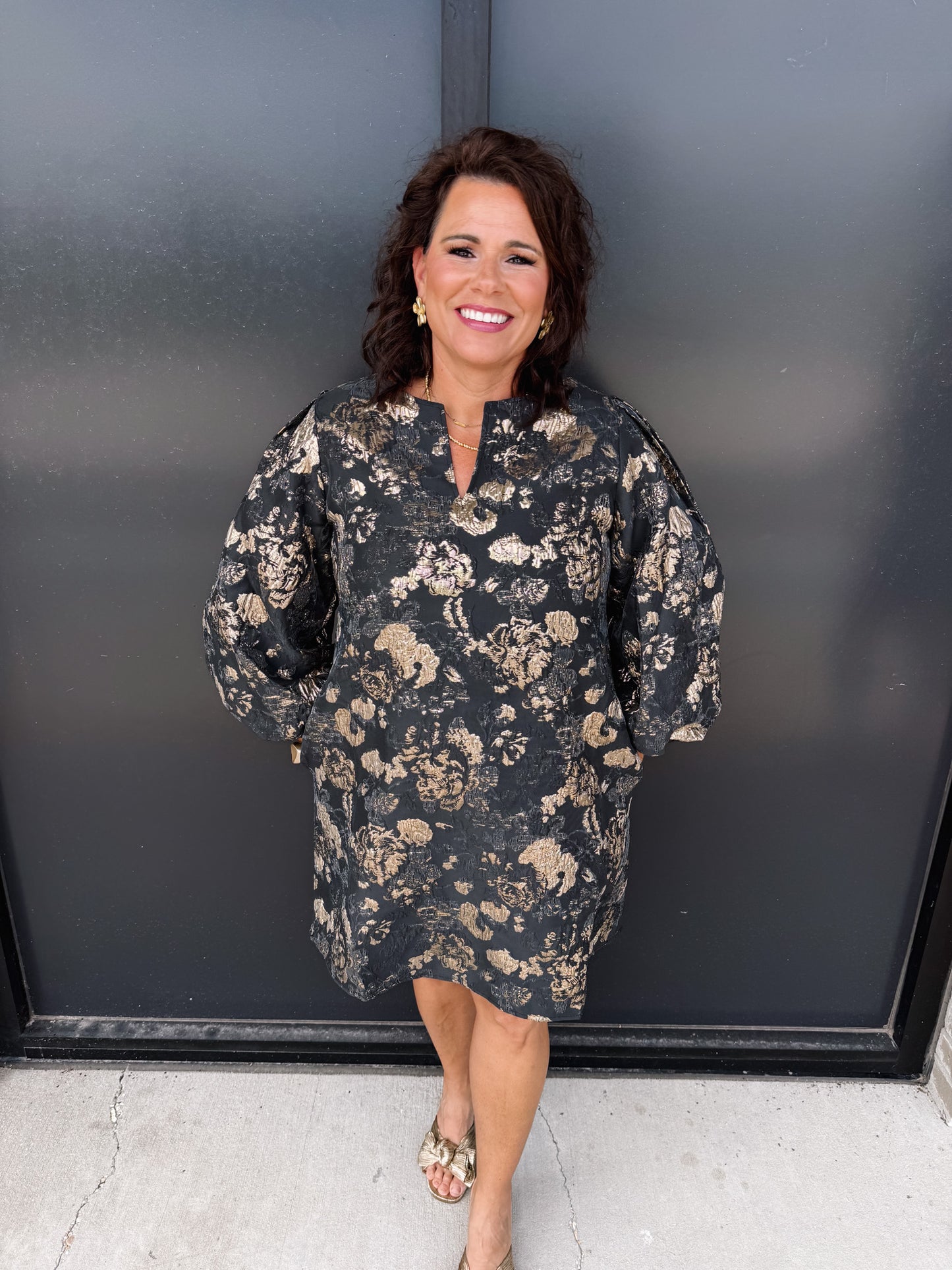 Sincerely Yours Metallic Dress