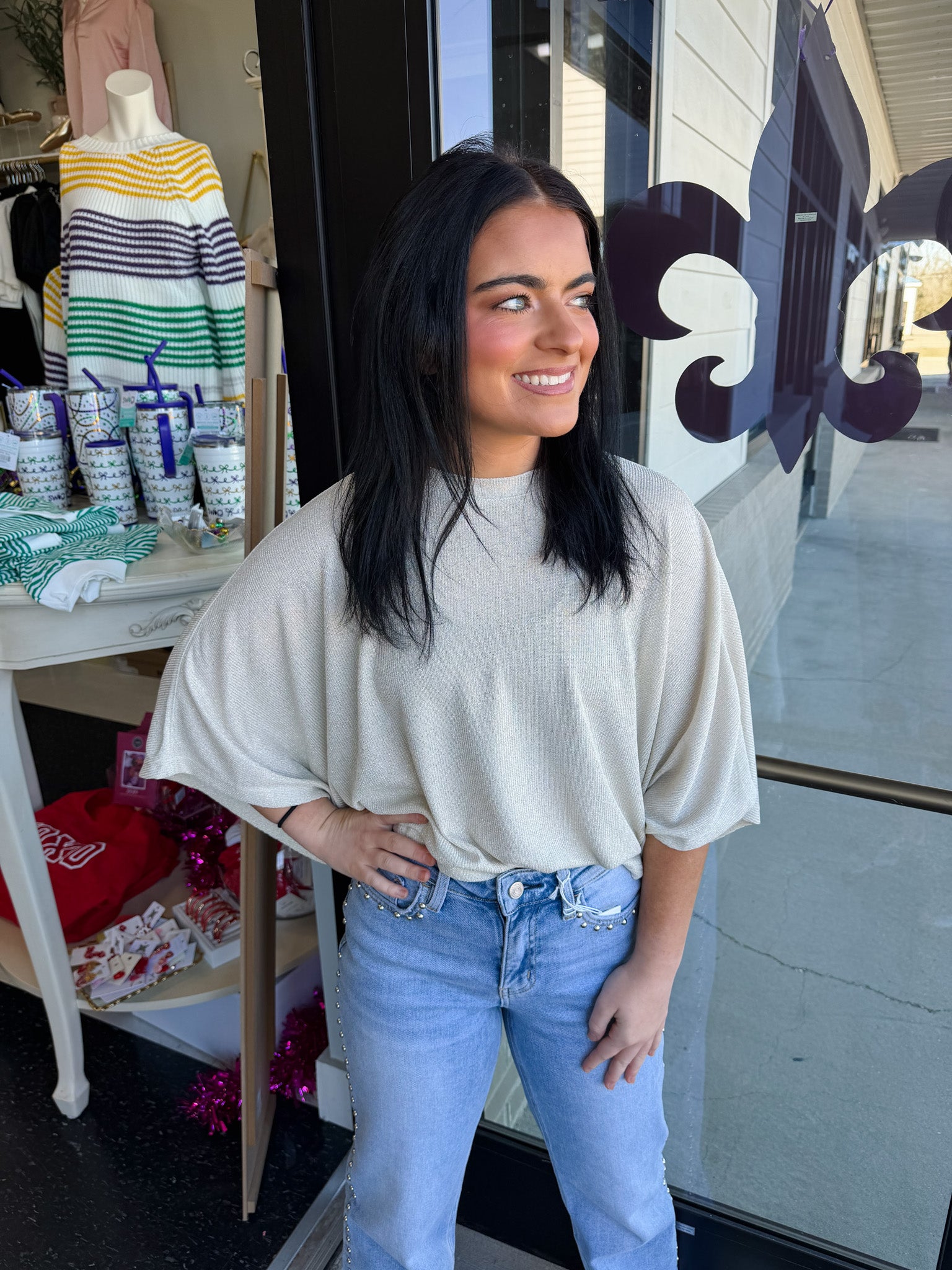 Cape Sleeve Knit Top