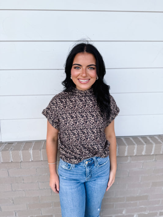 Cappuccino Mock Neck Top