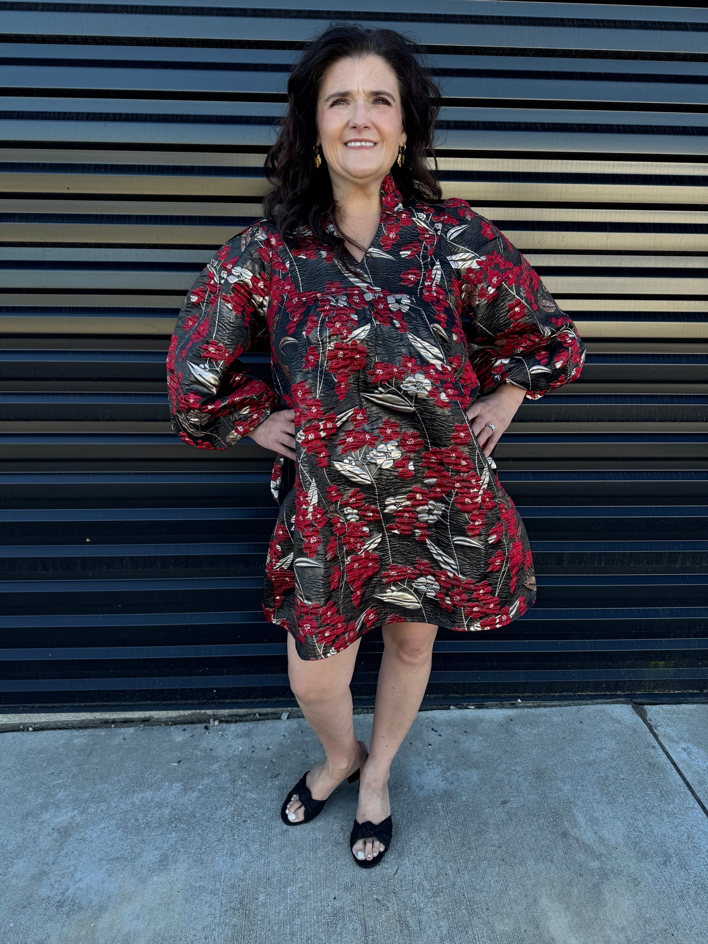 Rosalie Puff Sleeve Jacquard Dress