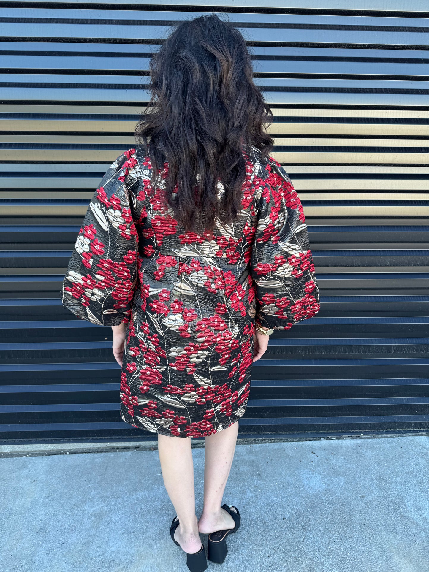 Rosalie Puff Sleeve Jacquard Dress