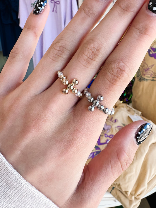 Pearl Cross Ring