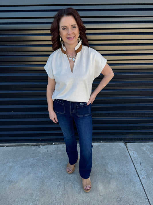 Macie Suede V-Neck Top