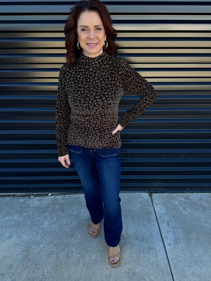 Choco Leopard Long Sleeve Top