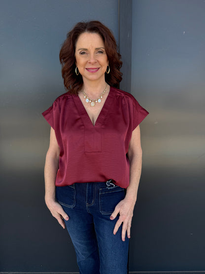 Marin Shirred V-Neck Top