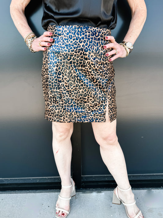 Faux leopard skirt