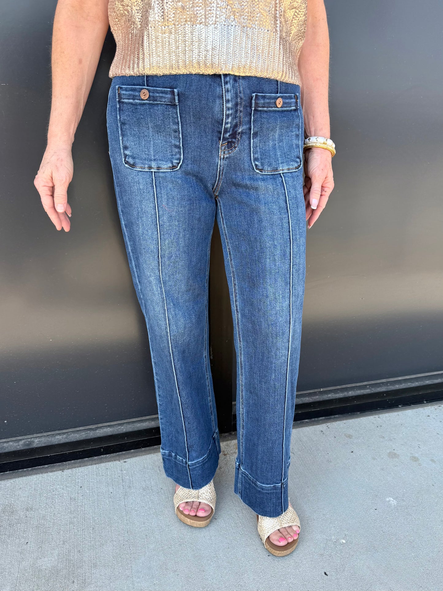 Risen wide pintuck jeans