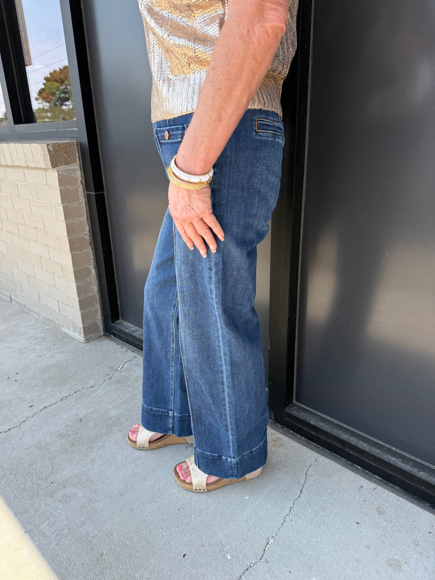 Risen wide pintuck jeans