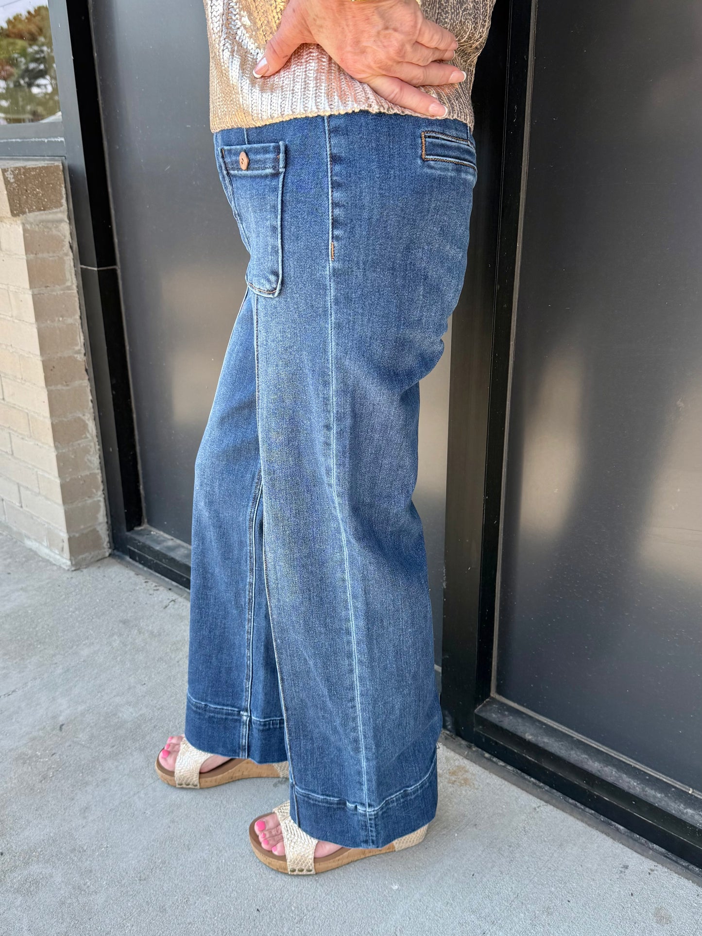 Risen wide pintuck jeans
