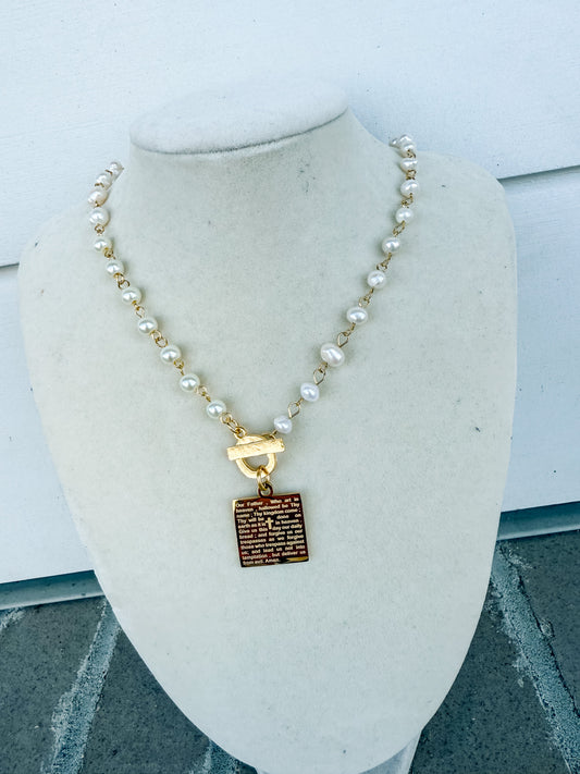 WD Lord’s Prayer Necklace Pearl