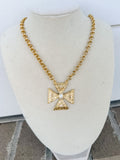 WD Maltese Cross with Pearl Accent on 18” Double chain!