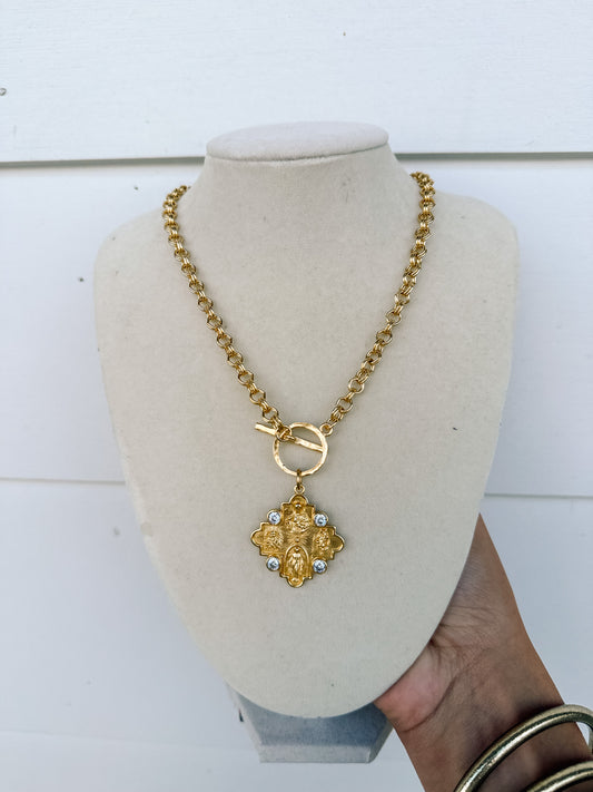 WD Gold CZ Pendant Necklace