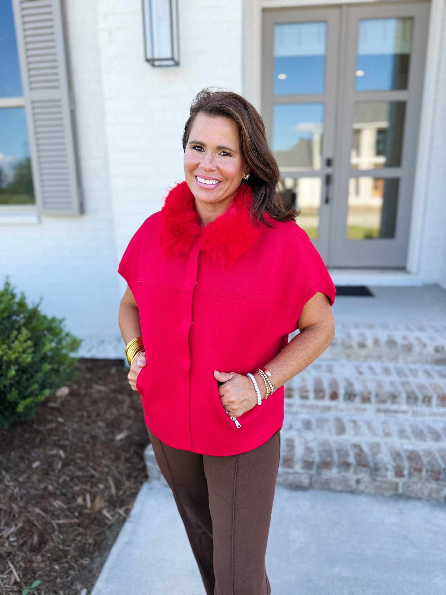 Dolcecabo Faux Fur Trim Cardigan