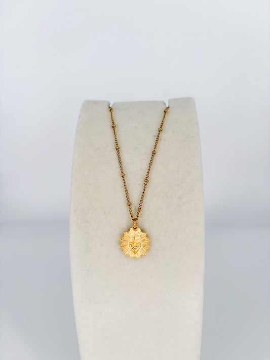 WD Gold Sacred Heart Necklace
