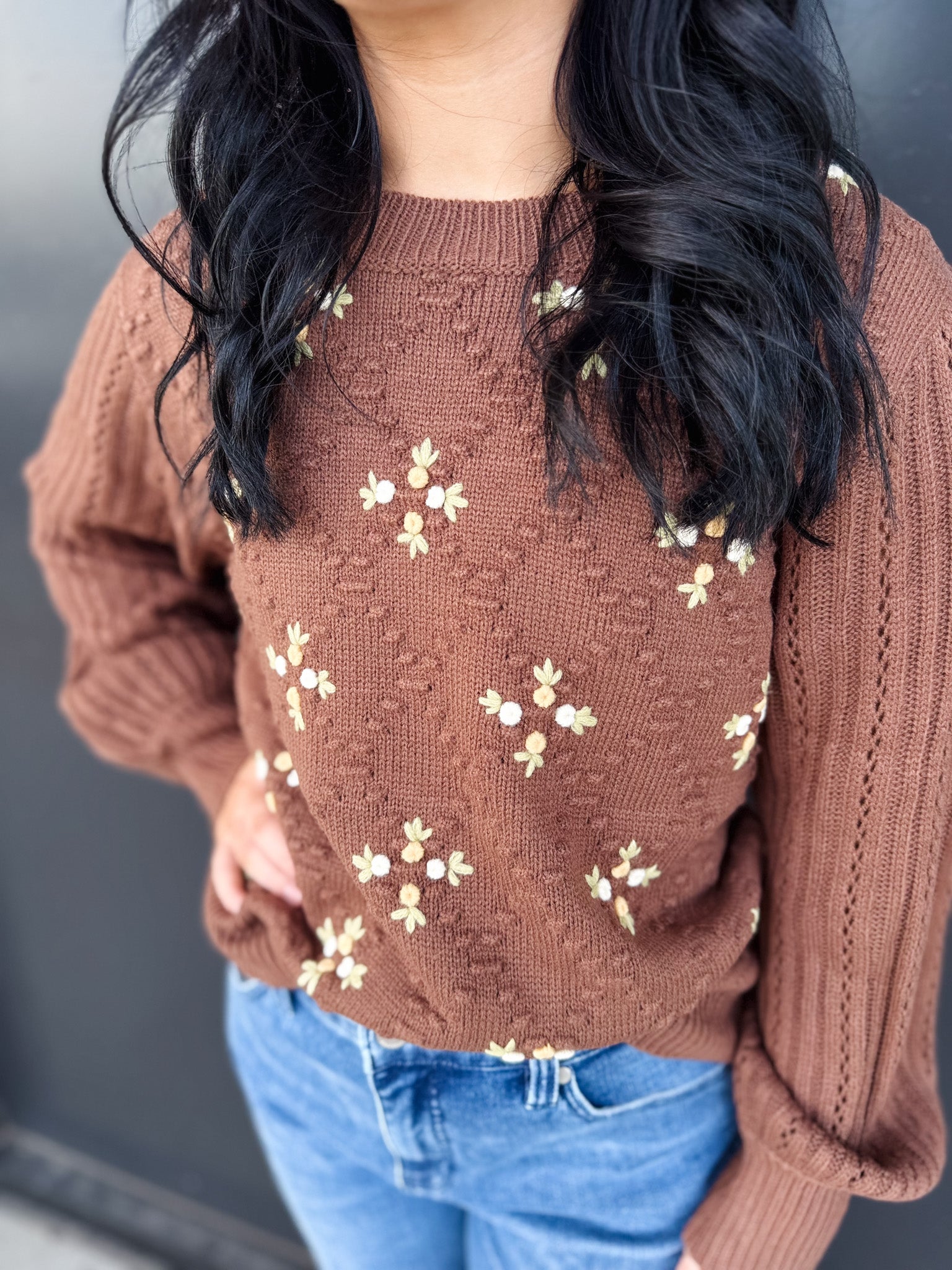 Flower Textured Lisa Sweater!
