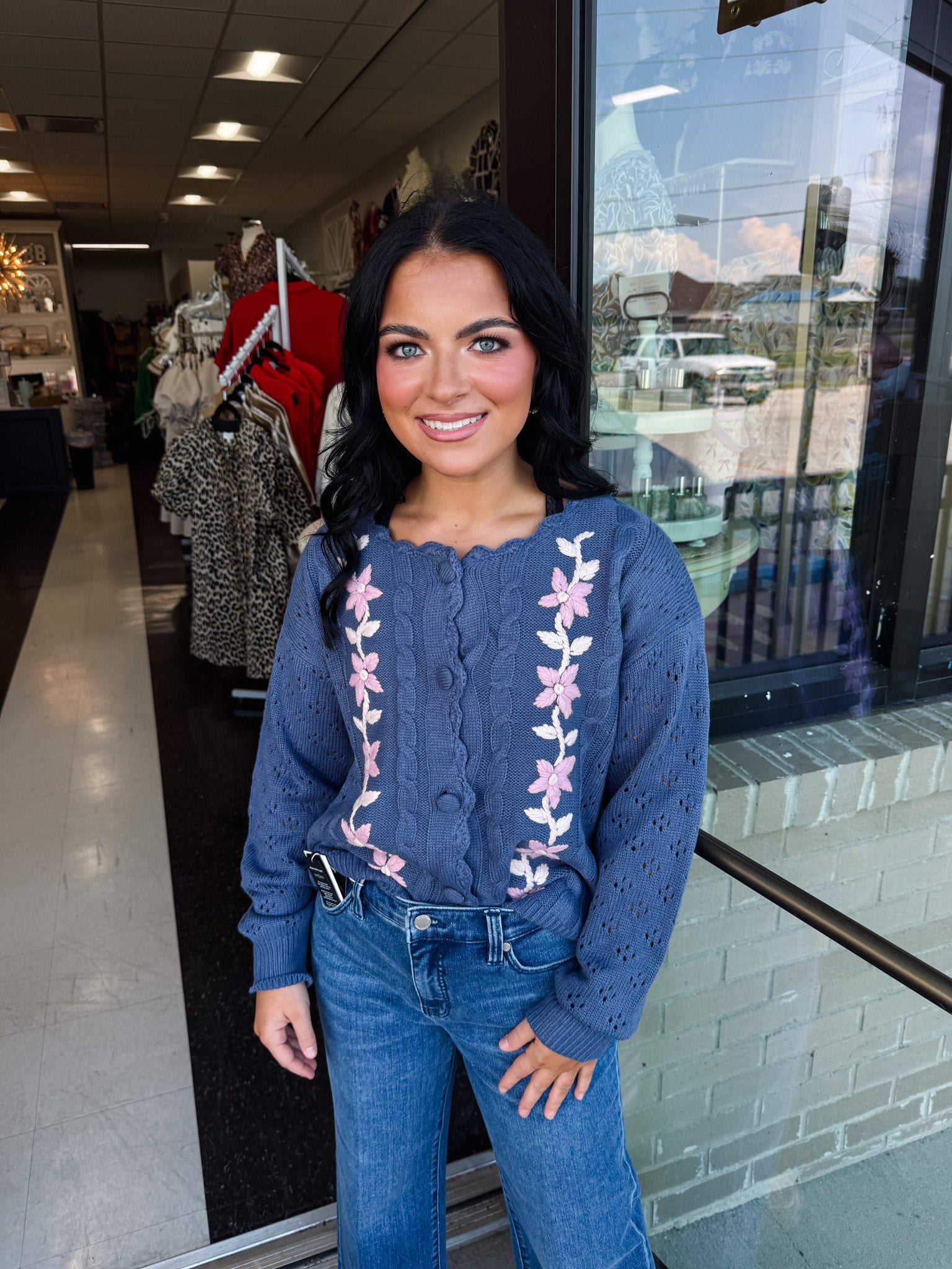 Ruffle Trim Faith Cardigan!