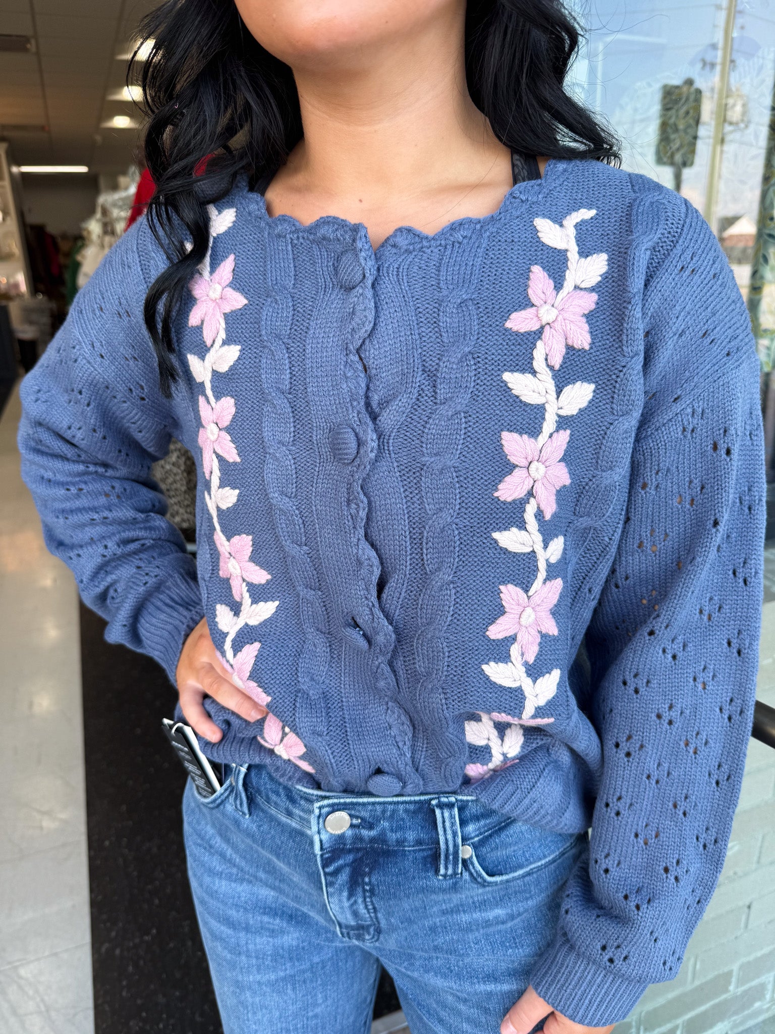 Ruffle Trim Faith Cardigan!