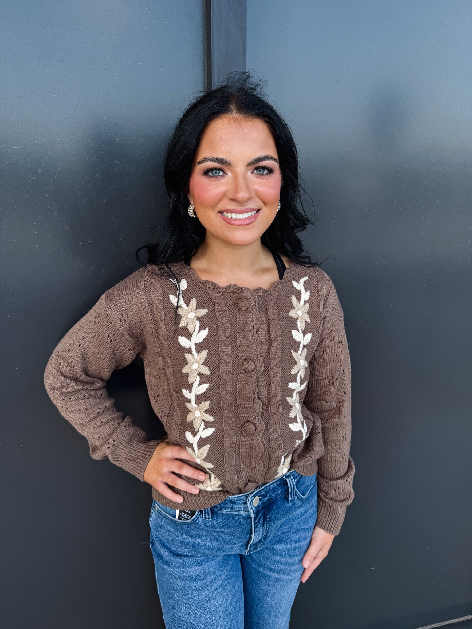 Ruffle Trim Faith Cardigan!