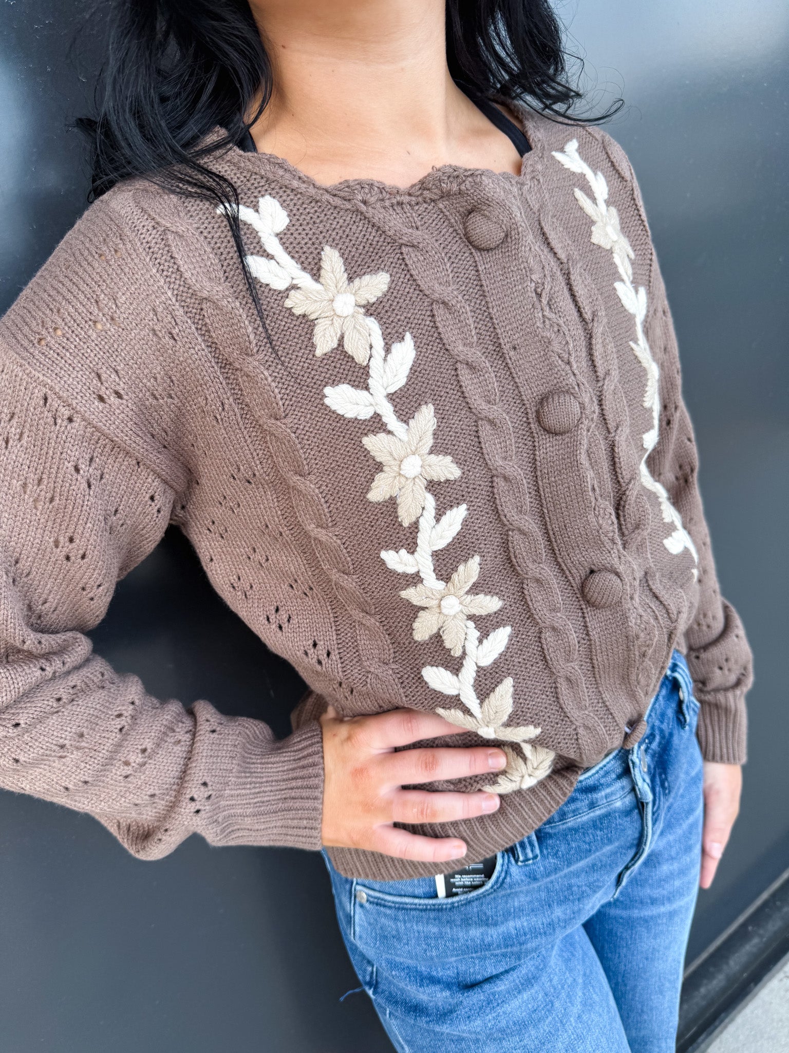Ruffle Trim Faith Cardigan!